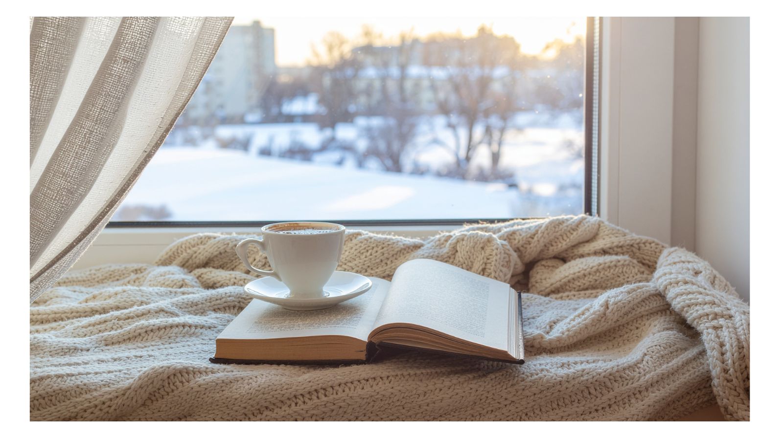 how to handle change. book, coffee, blanket at window sill